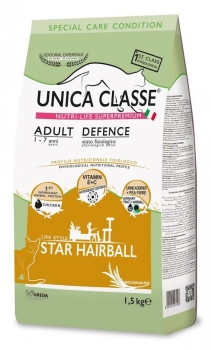 Сухой корм Unica Classe Adult Defence Star Hairball для взрослых кошек (Курица)